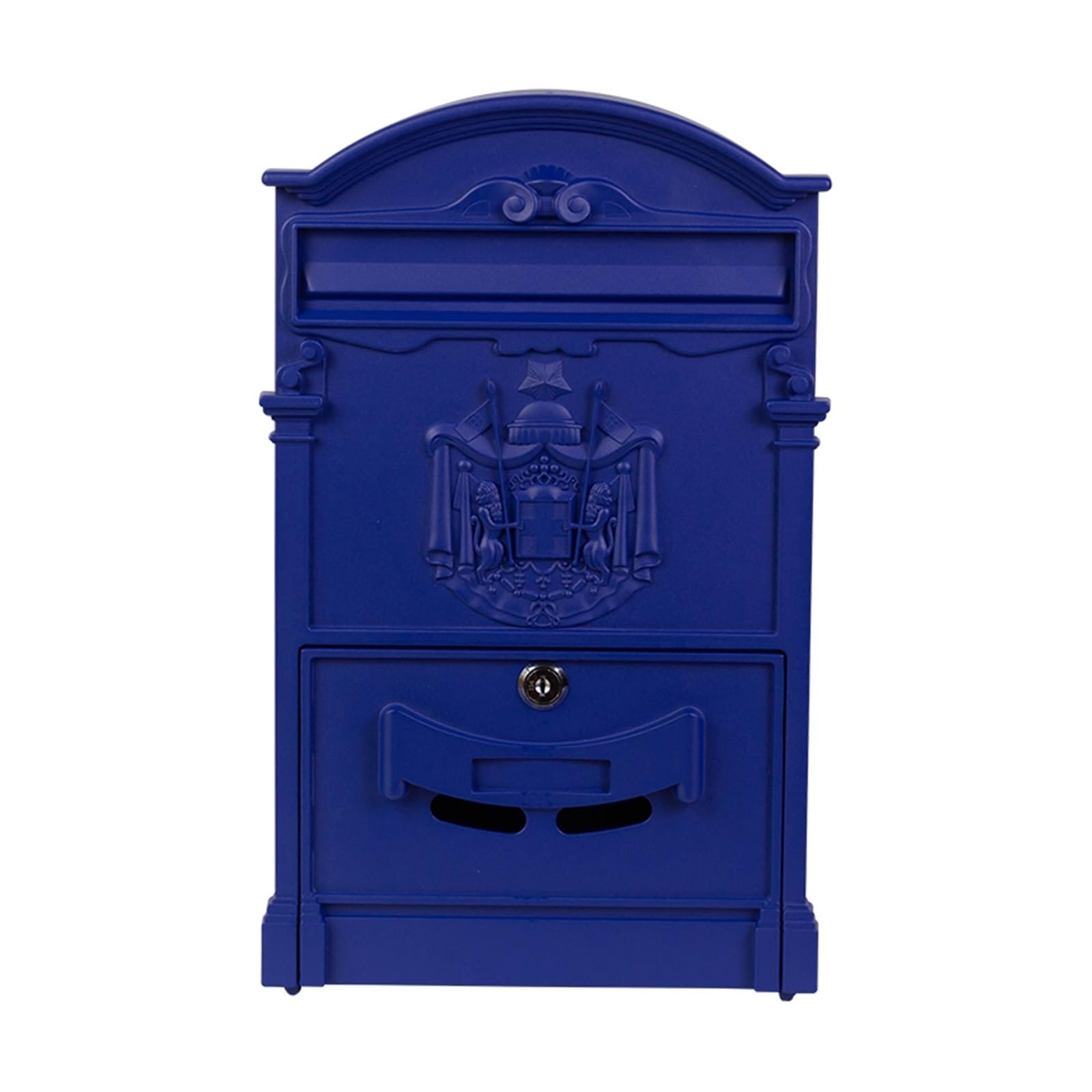Post Box Wall Mount Locking Mailbox Vintage Lockable Metal Mailboxe Large Capacity Postbox Security Mail Letter Post Box Outdoor(Blue)