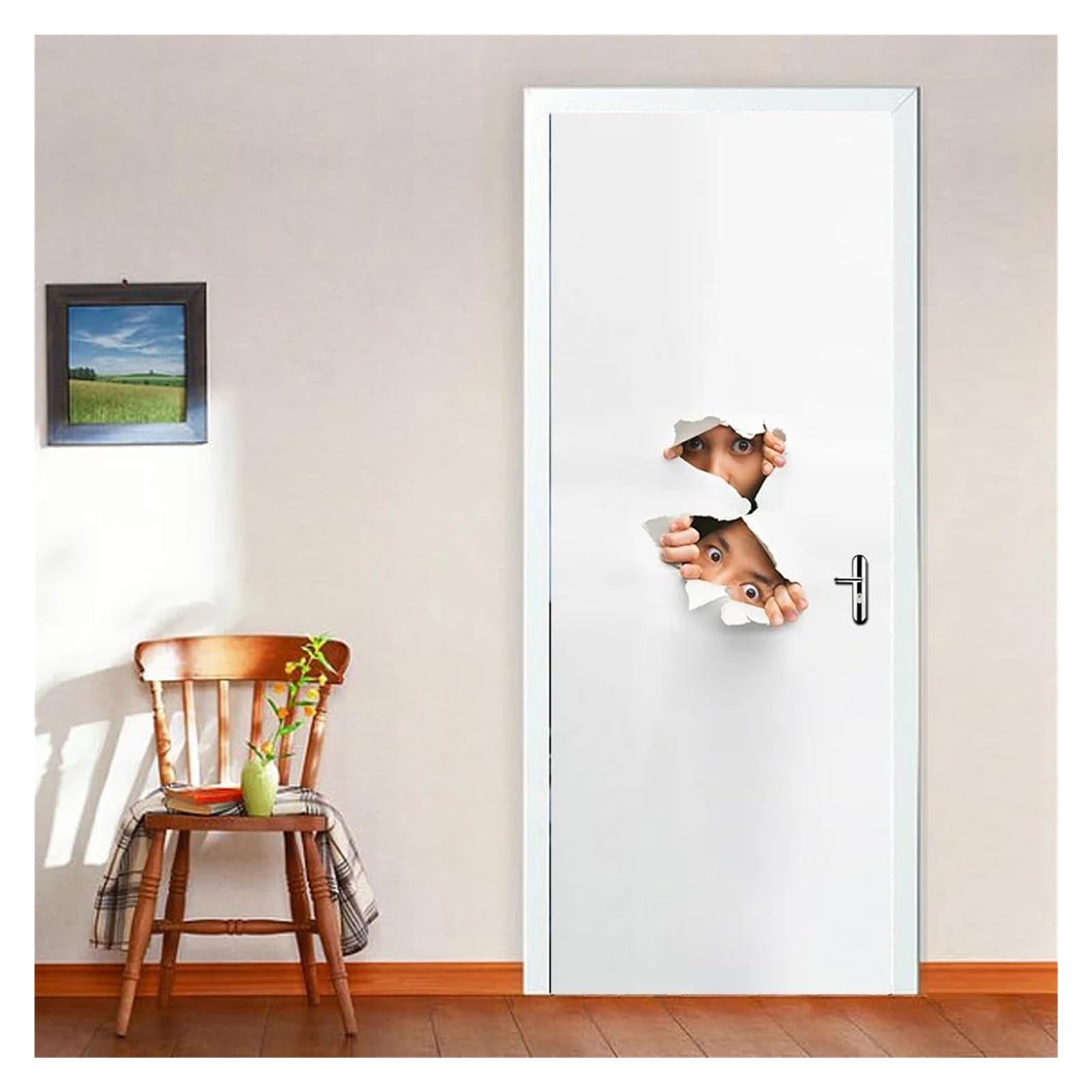 Autocollant mural de porte 3D en vinyle pour rénover une salle de bain sans travaux