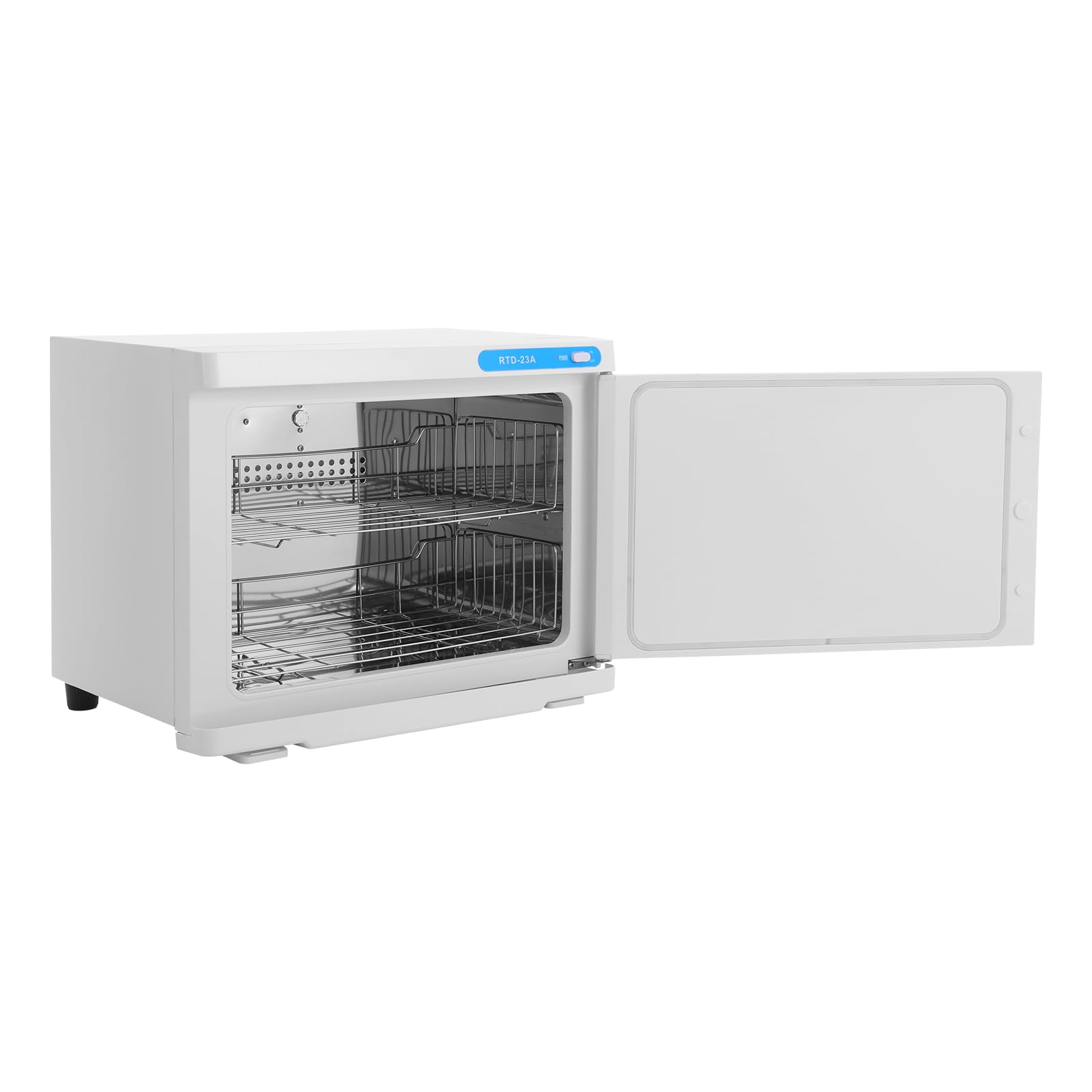 Sèche-serviettes électrique 23 l - Désinfection et chauffage jusqu'à 70 °C - Chauffe-serviettes robuste en acier inoxydable pour spa et salon - Armoire sèche-serviettes compacte (blanc)
