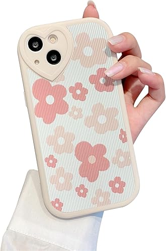 Ownest Funda compatible con iPhone 13 con bonito patrón floral de flores para mujeres y niñas, funda de silicona suave con protección de lente de