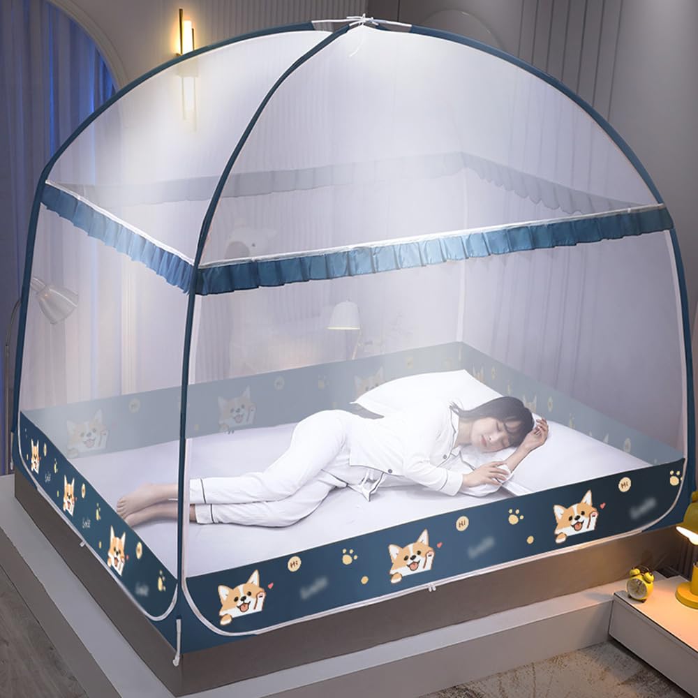 GJMSSMY Mosquito Net for Bed Folding Mosquito Net Tent Canopy Curtains for Beds Pop Up Mosquito Net Tent King Size Portable Mosquito Netting for Adults