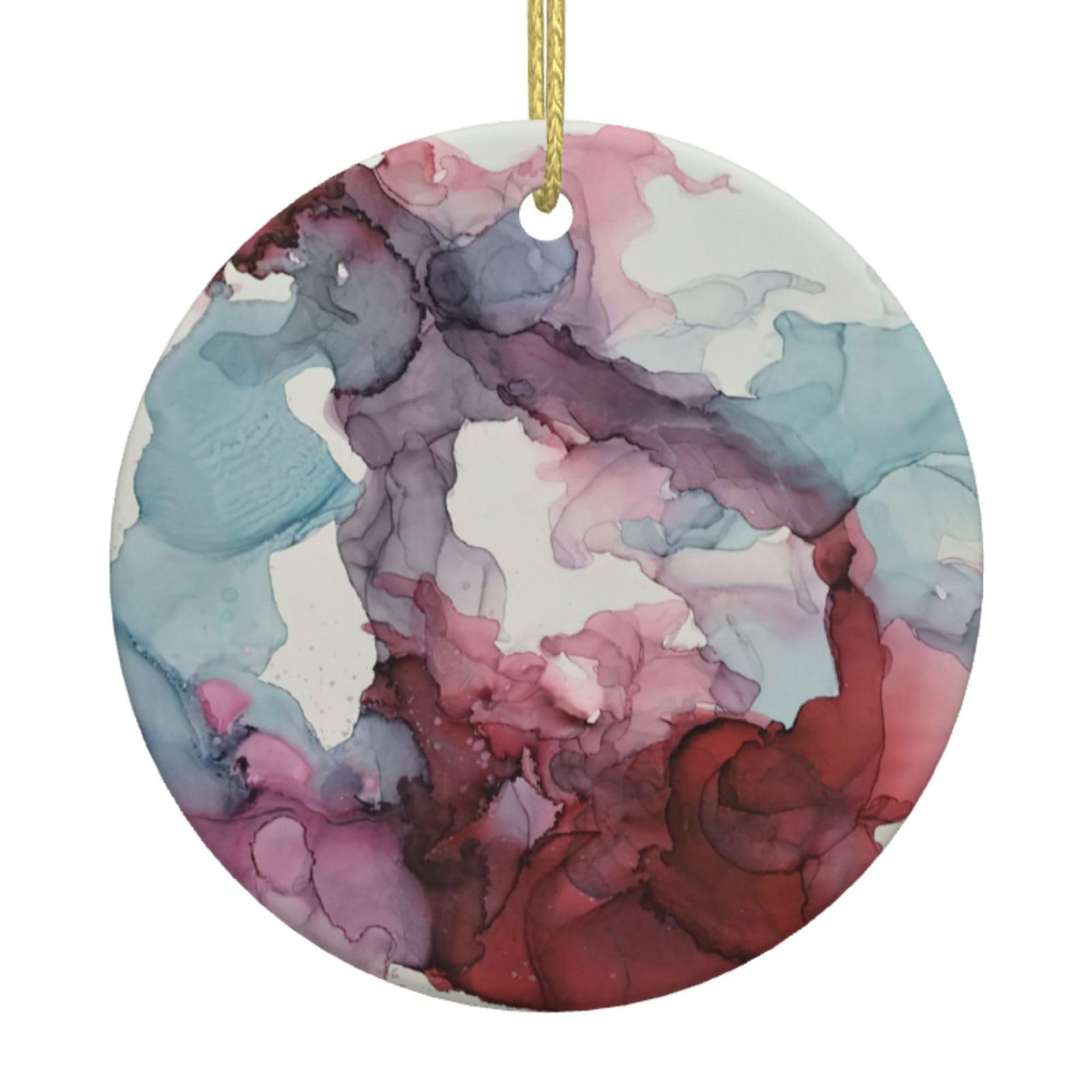 Abstract Marble Print Christmas Ornaments, Ceramic Hanging Ornament, Round Shape Decorations