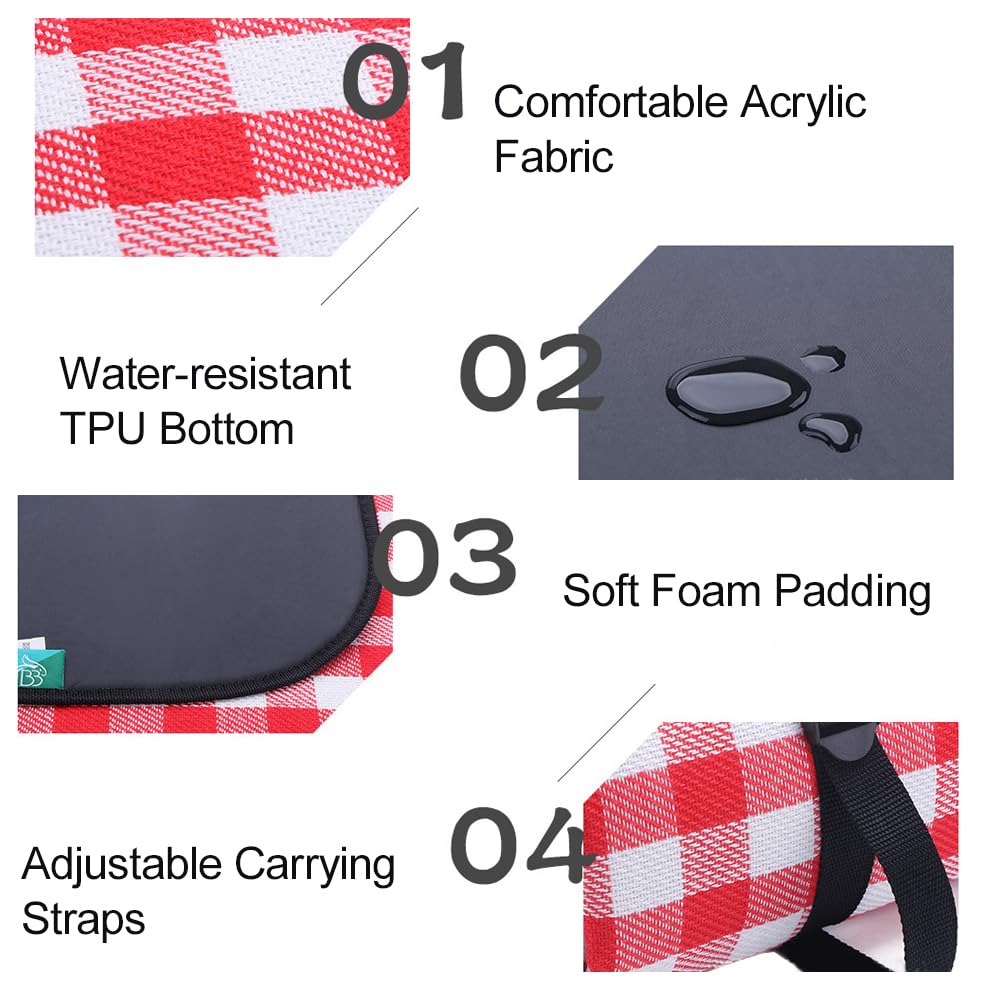 Coperta da picnic impermeabile con tracolla e borsa per il trasporto per attività all'aperto in famiglia, campeggio, feste in spiaggia