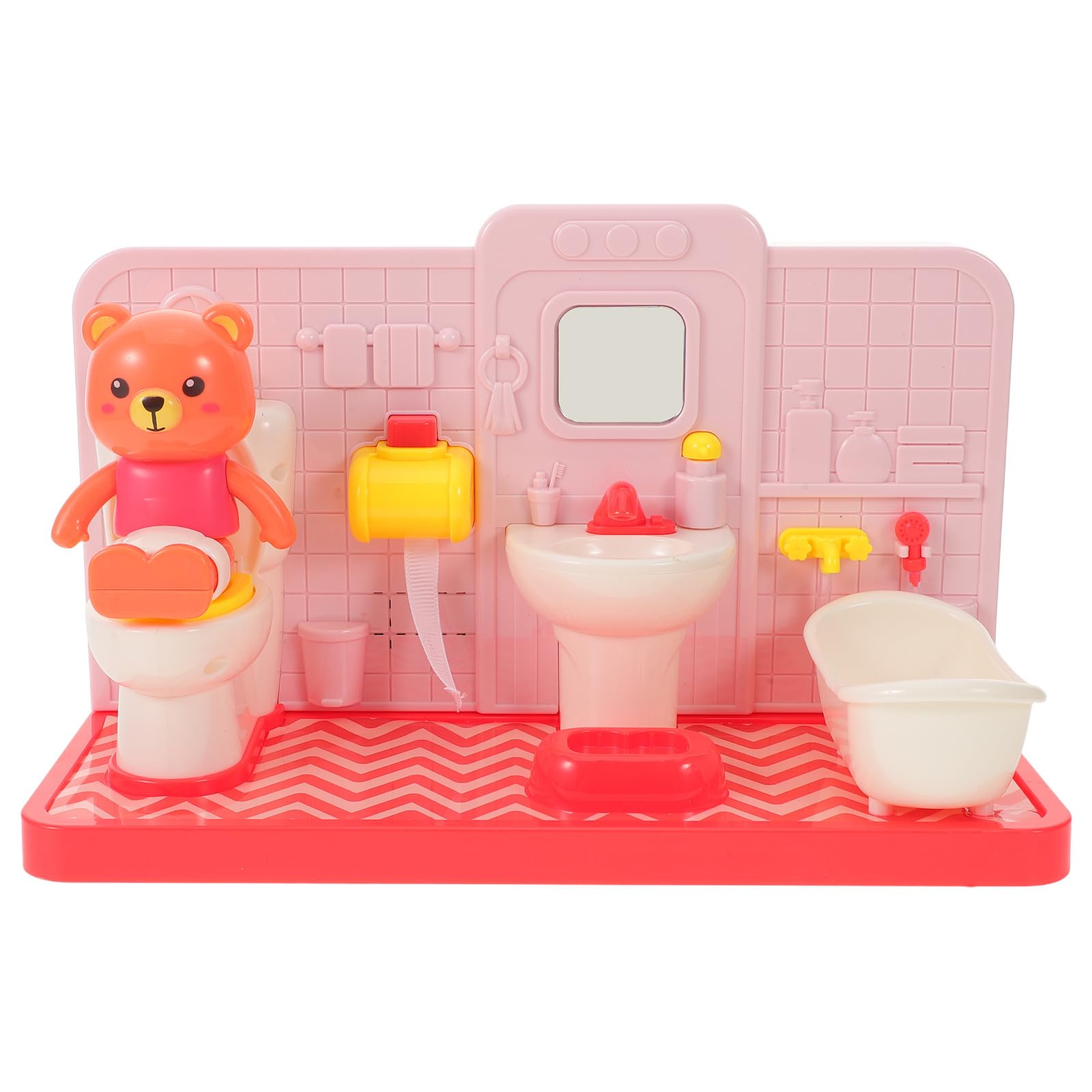 Gatuida Mini Juguete de baño para Aprender a IR al baño: Juego de con un Adorable Oso de Peluche para niños - Juego de rol de simulación - Accesorios de para casa de muñecas para Aprendizaje