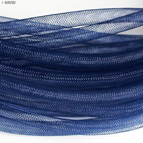 HAND ® Elastic Lightweight Millinery Tubular CRIN Assorted Plain Colours Trim - Diameter 8 mm, appx 30 Meters per Pack (Dark Blue - Navy)