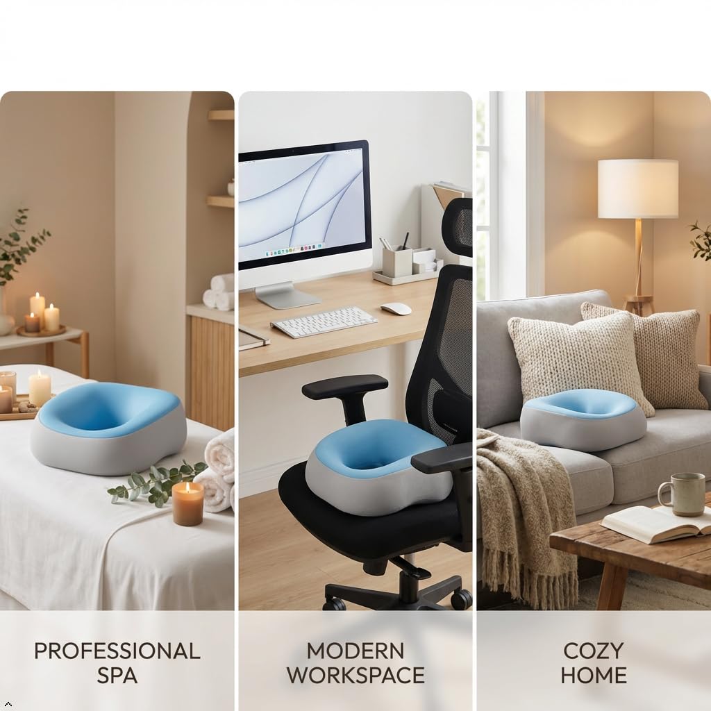 Coussin de massage avec trou de tête - Appui-tête de massage pour lit | Coussin ergonomique pour le visage, soutien à 360°, respirant et sans pression, pour salon, maison, bleu clair