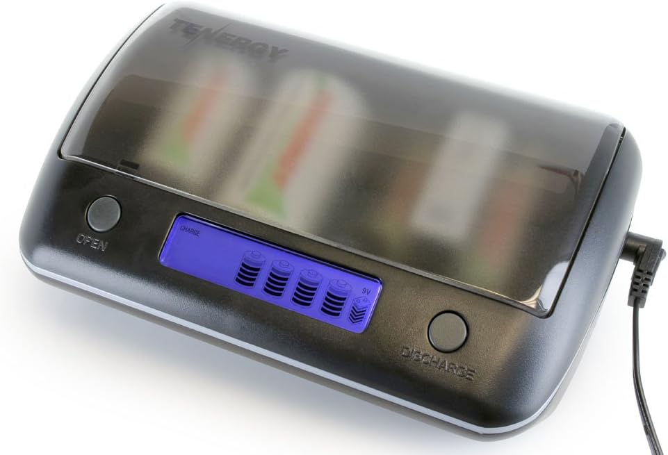 Tenergy Advanced Universal Charger TN190 (4 Channel AA/AAA/C/D/9V Ni-MH Charger with LCD Display and USB Power Outlet)