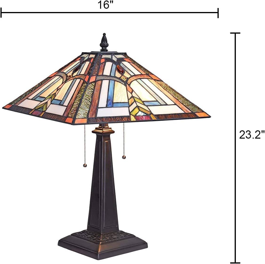 Blасk Frіdау - 70% оƒƒ Artzone Tiffany Table Lamp 2-Light 16 Width Stained Glass Lampshade Mission Style Desk Light for Living Room Bedroom