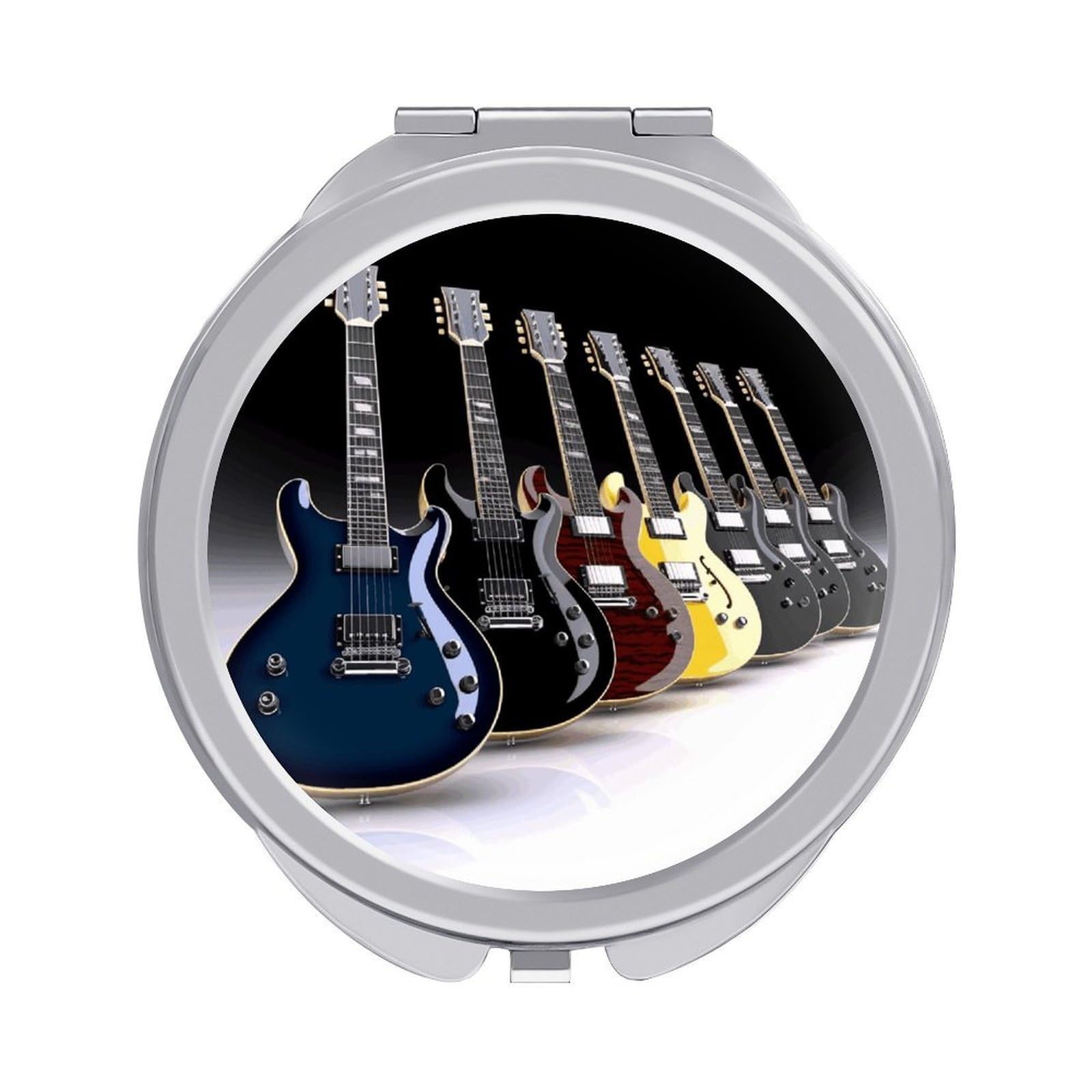 FekiLoot Electric Guitar Travel Makeup Mirror 2 X /1 X Magnifying Slim Pocket Mirrors Compact for Purse Travel Makeup Mirrors for Pocket, Handbag, Purse Women Gift