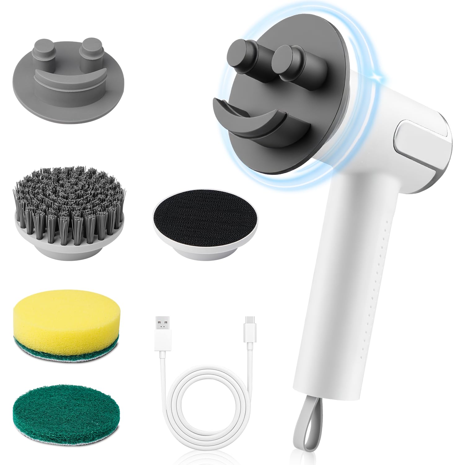 Electric Spin Scrubber for Scrub Daddy Mommy Goldusk 2-Speed Power Cleaning Brush with Digital Display 4 Replacement Brush