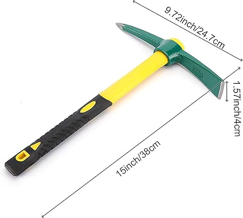 Miniatura 2 de ZOENHOU Paleta sólida de 15 pulgadas, púa de jardín forjada, herramientas manuales para agricultura de mattock con mango de fibra de vidrio