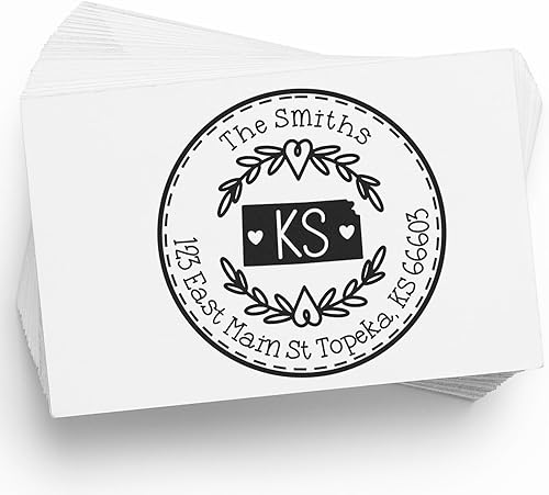 Miniatura 372 de Round State Love - Sello de dirección de devolución para Texas, uso con almohadilla de sello, mango de madera, sello de dirección de Texas