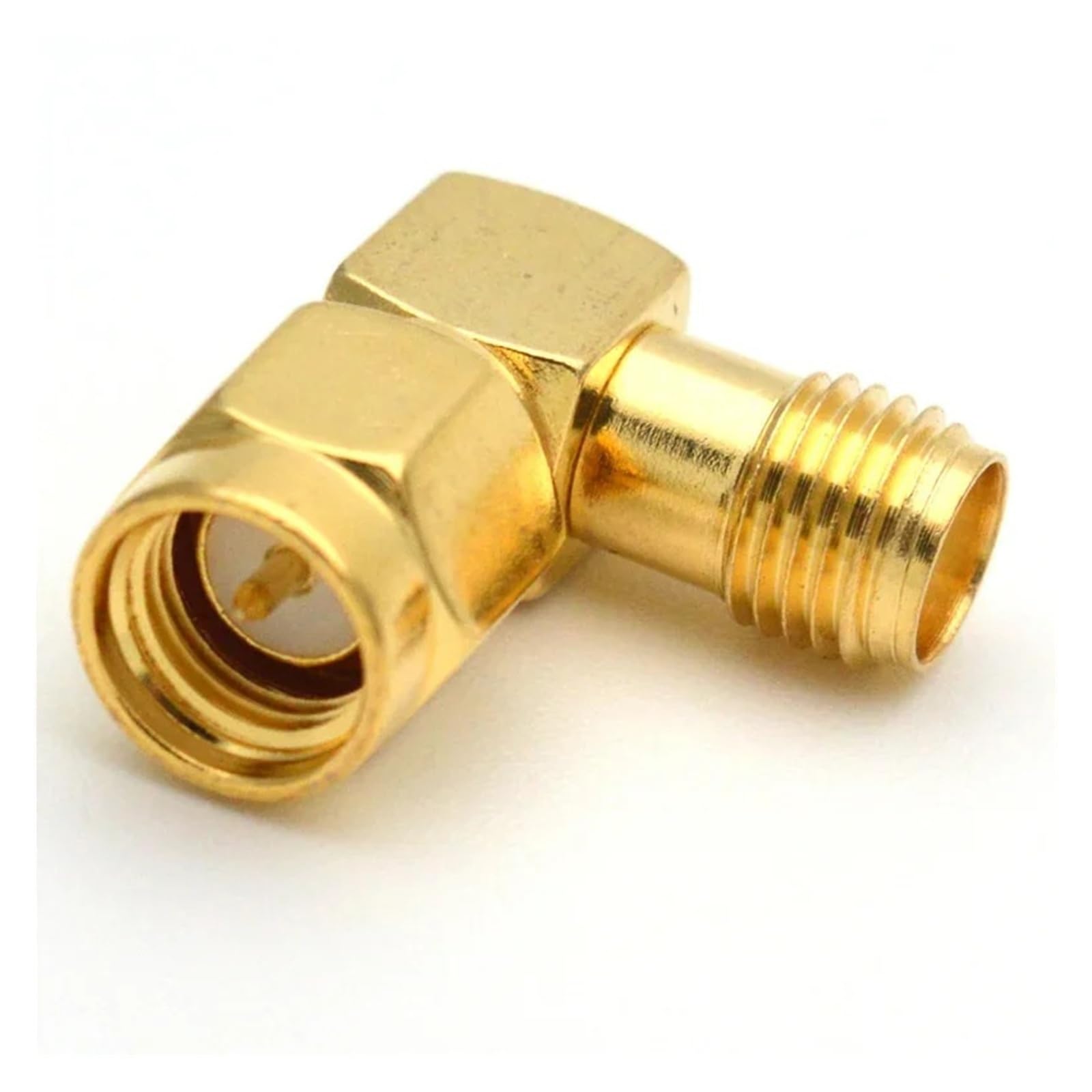 Lot de 5/10 adaptateurs coaxiaux RF SMA mâle vers femelle à angle droit à 90 degrés 50 ohms plaqué or pour extension d'antenne LTE (type 1, 5 pièces)