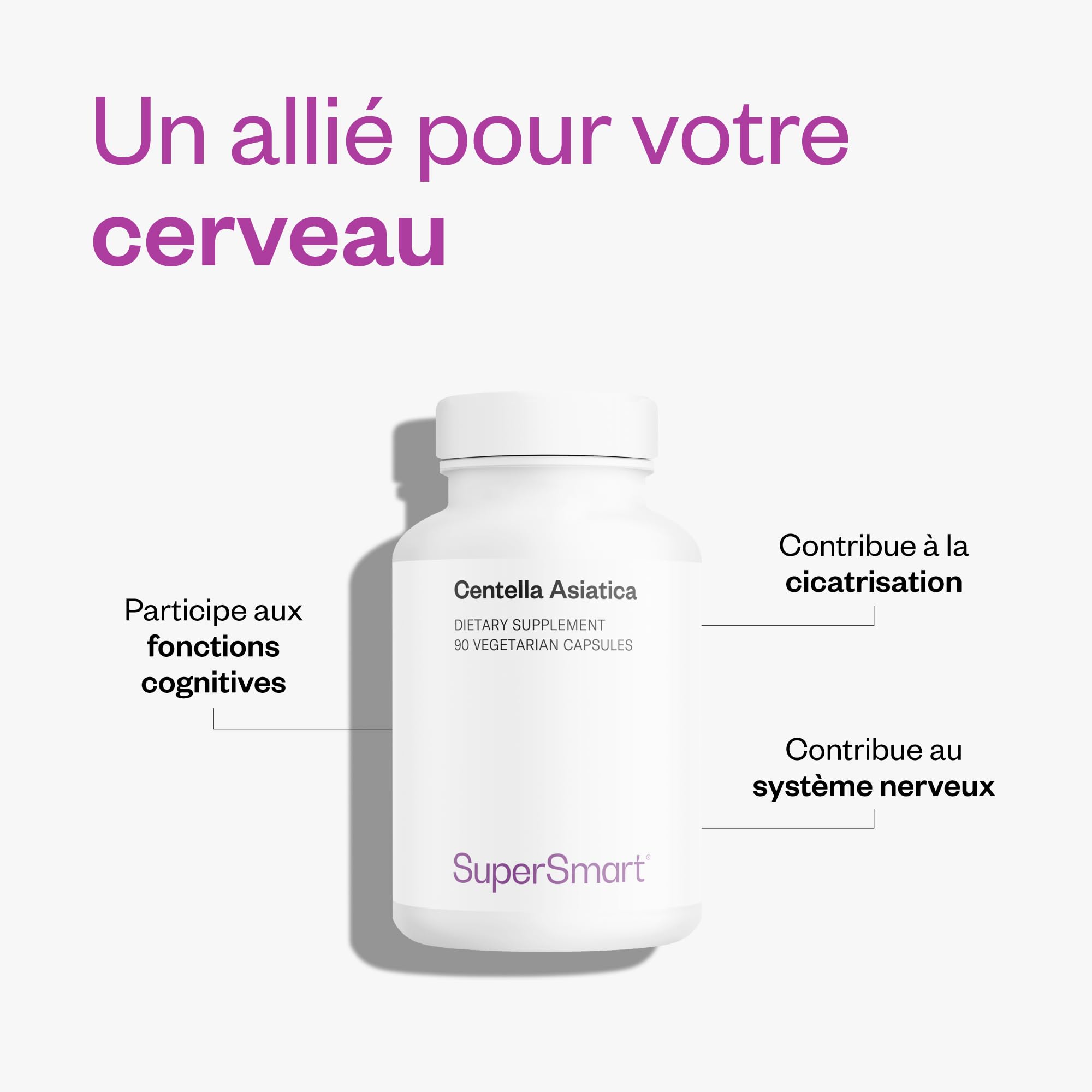 Centella Asiatica - L’Herbe du Tigre - Soutient le Bien-Être Mental et Réduit le Stress - Contribue au Bon Fonctionnement du Système Immunitaire - Vegan - Sans Gluten - Supersmart
