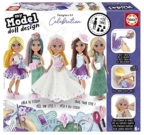 Educa - My Model Doll Design - Celebration Bambola. CREA e disegna la tua bambola personalizzabile, diventa designer e stilista. Include diversi look + 6 anni. 19351