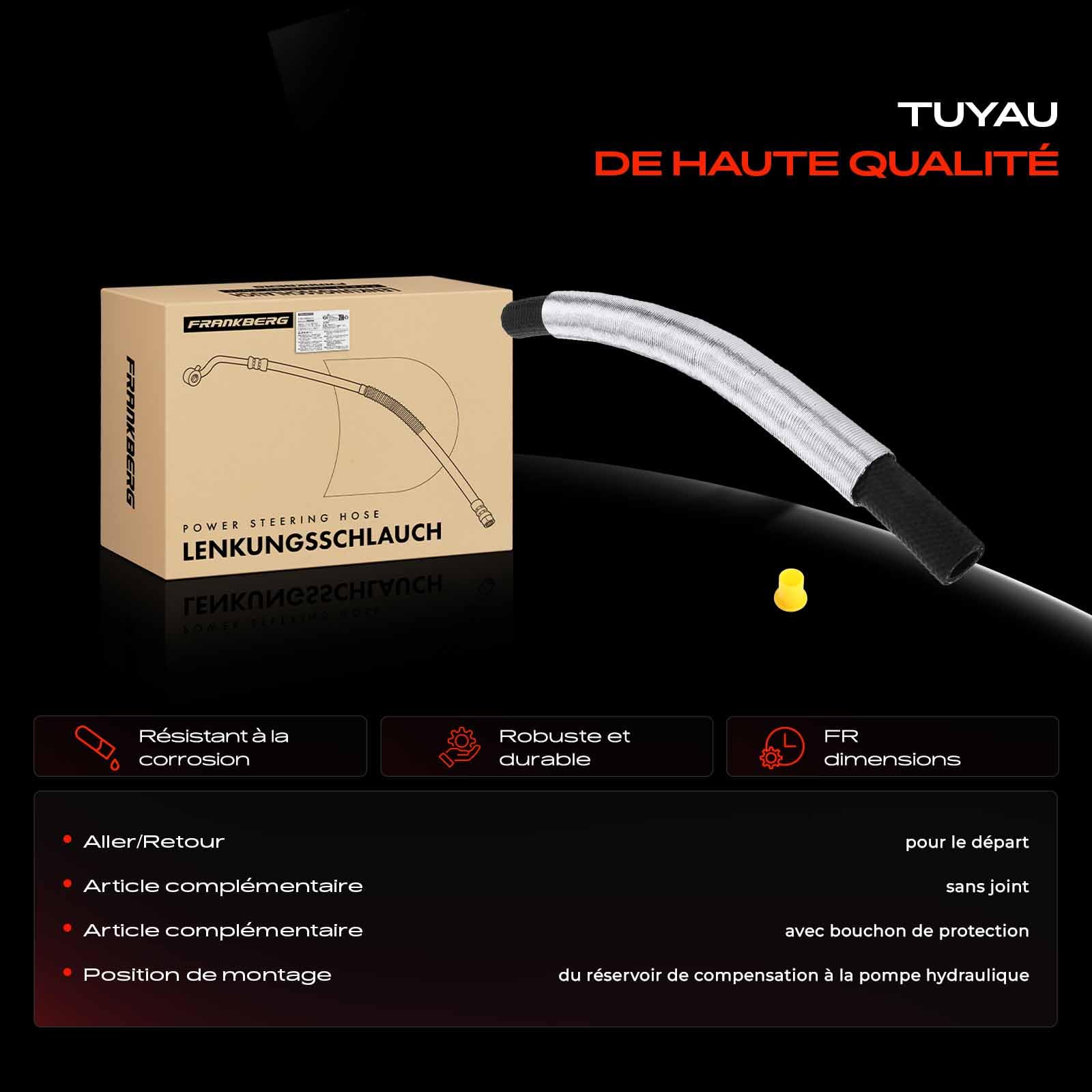 Frankberg Tuyau hydraulique Direction Compatible avec M.i.n.i R50 R53 John C.o.o.p.e.r Works 1.6L 2006-2006 M.i.n.i Cabriolet R52 C.o.o.p.e.r S 1.6L 2004-2007 Remplacer# 32416754498