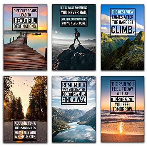 Motivational Wall Art - Inspirational Wall Art, Motivational Posters, Wall Art for Office, Motivational Posters For Office, Inspirational Posters, Motivational Wall Decor, Set of 6 11x17 in.