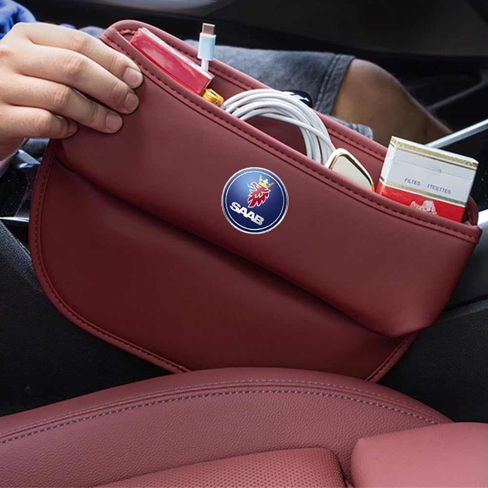Organizador De Bolsillo Lateral Para Asiento De Coche: Relleno Hueco Universal, Con Orificio Para Cable - Compatible Con Saab 9-3, 9-5, 900