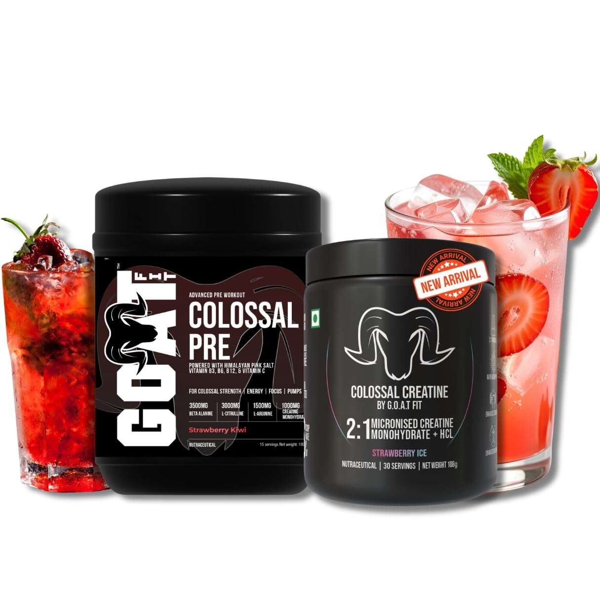 Colossal Pre Workout with Colossal Creatine 2:1 (Micronised Creatine Monohydrate + HCL) Combo | Energy, Strength & Muscle Power | Strawberry Kiwi & Nimbu Pani-image-30