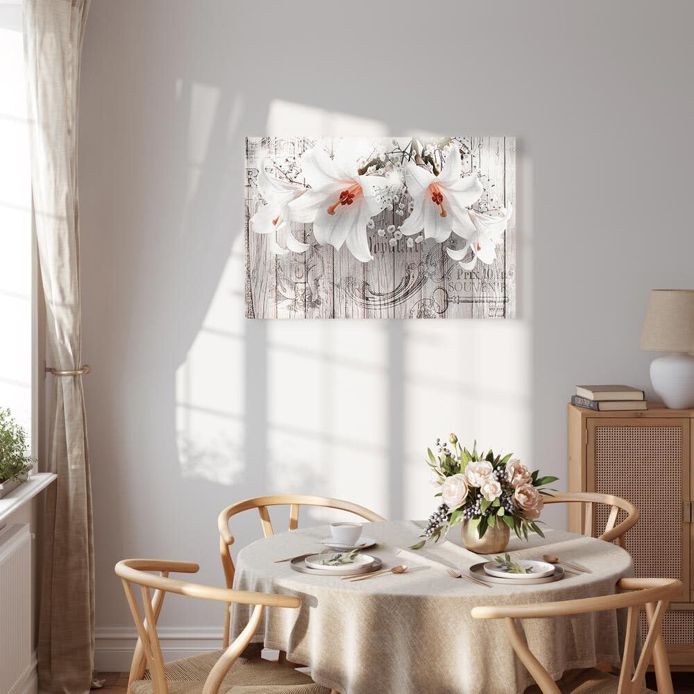 Tableau Toile Déco Fleurs Lys 90x60 Cm – Impression Haute Qualité, Cadre Bois 15 Mm, Prêt à Accrocher