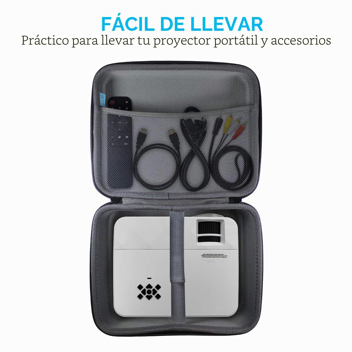 TUDIA Funda rígida vacía de EVA para almacenamiento fácil de transportar compatible con el mini proyector TopVision 2400Lux, funda portátil para mini proyectores y accesorios