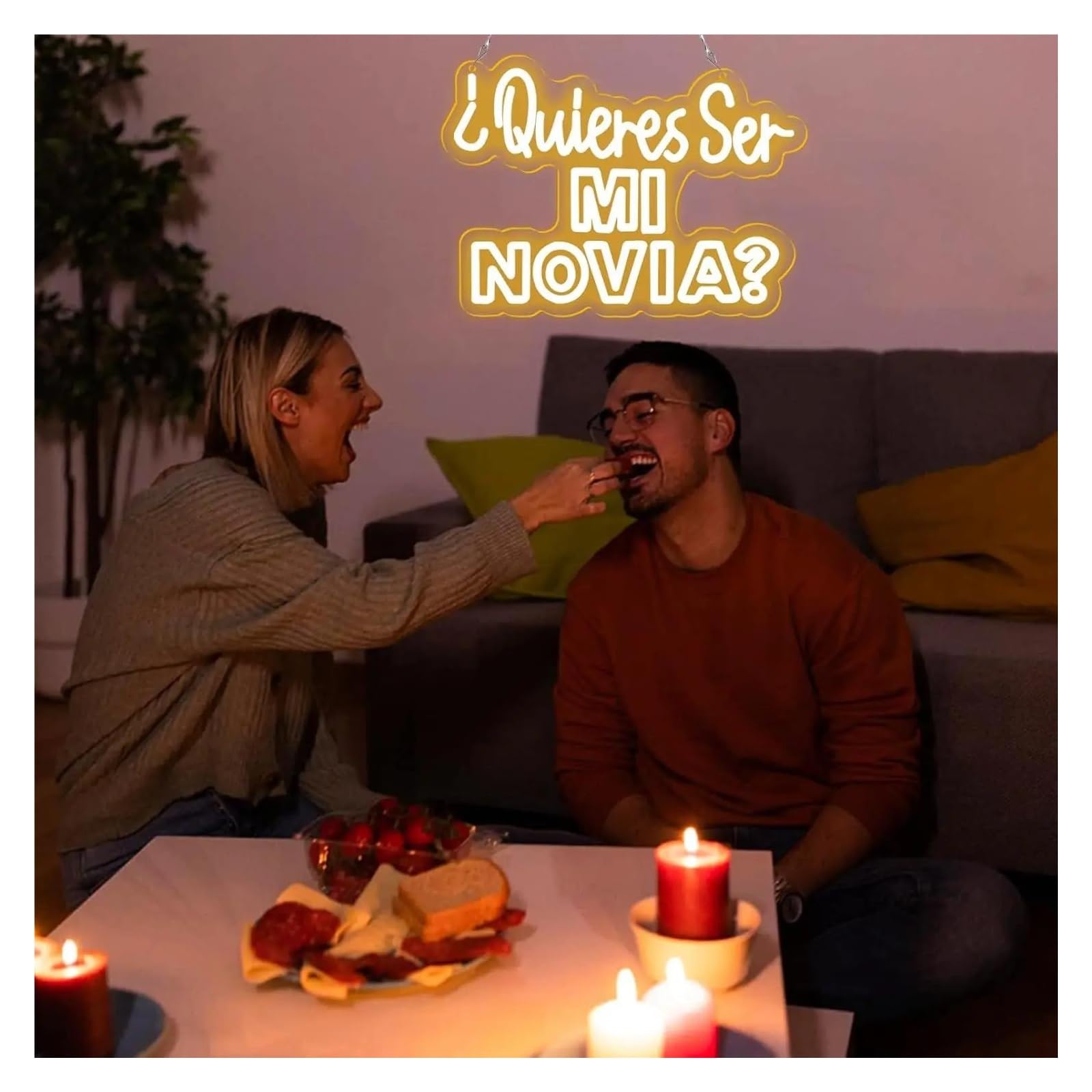 Decoración Lámparas Quieras Ser Mi Novia Letrero De Neón USB Propuesta Española Luz LED Regulable Para Aniversario De Bodas Decoración De San Valentín 15.75inx11.4in