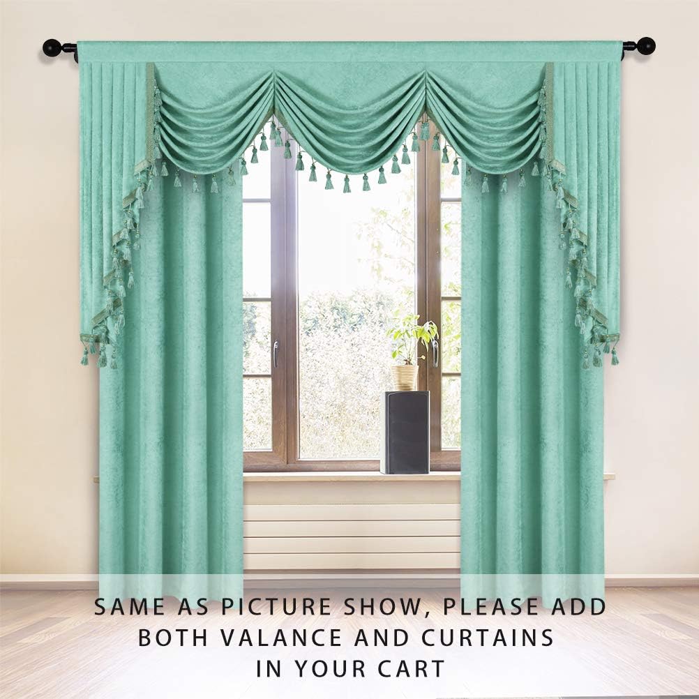 ELKCA Thick Double-Sided Chenille Window Curtains for Living Room Aqua Green Curtains for Boy's Room Baby Room,Grommet Top, 52" W x 96" L,2 Panels