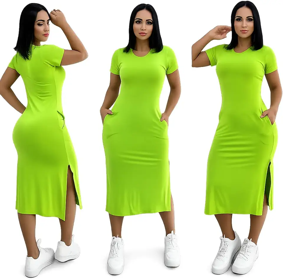 vestido midi com bolso moda Evangelica tecido visco laycra, tamanho único g