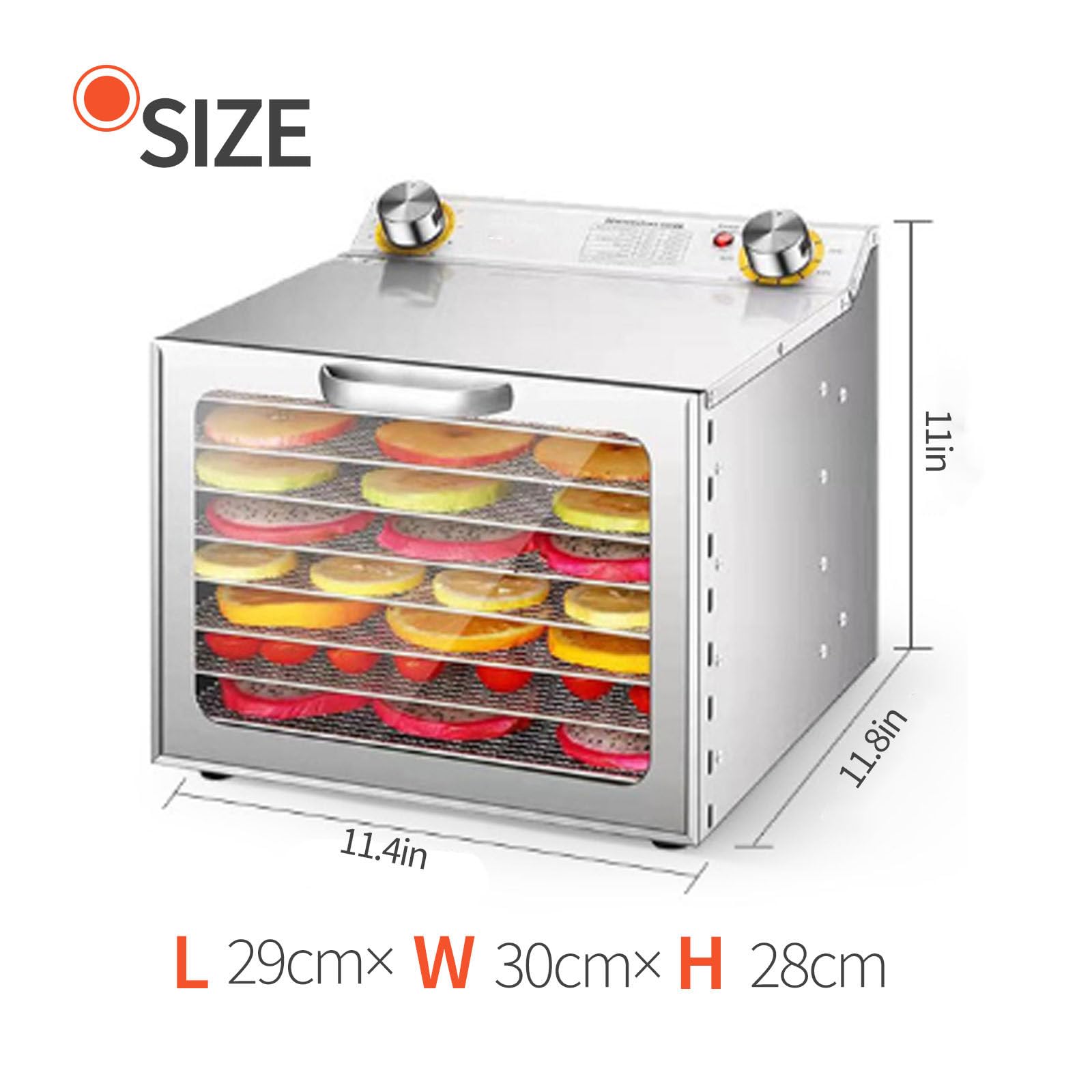Suszarka do żywności ze stali nierdzewnej 6/8 warstw - 400 W suszarka do owoców i warzyw, suszarka do grzybów - kontrola temperatury i timer - łatwa do czyszczenia,8Layer