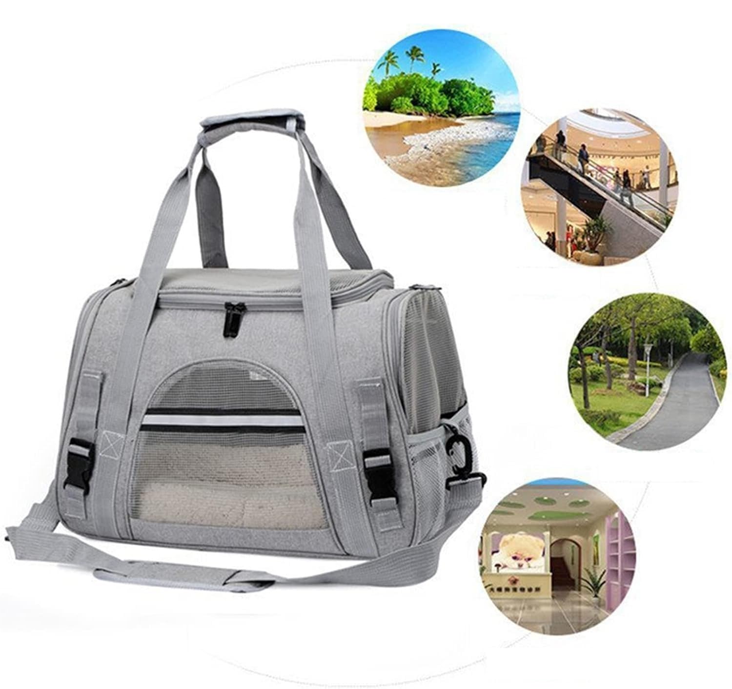 Rucksack Weiche Haustierträger, Tragbare Tasche, Katzenträger, Hundetaschen, Ausgehende Reisen, Haustiere, Handtasche Mit Reißverschlüssen Haustier(Pink)