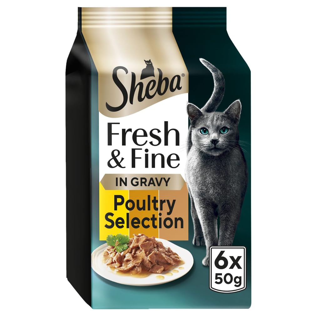 SHEBA Fresh & Fine Cat Pouches with Chicken & Turkey in Gravy 8 x 6x50g