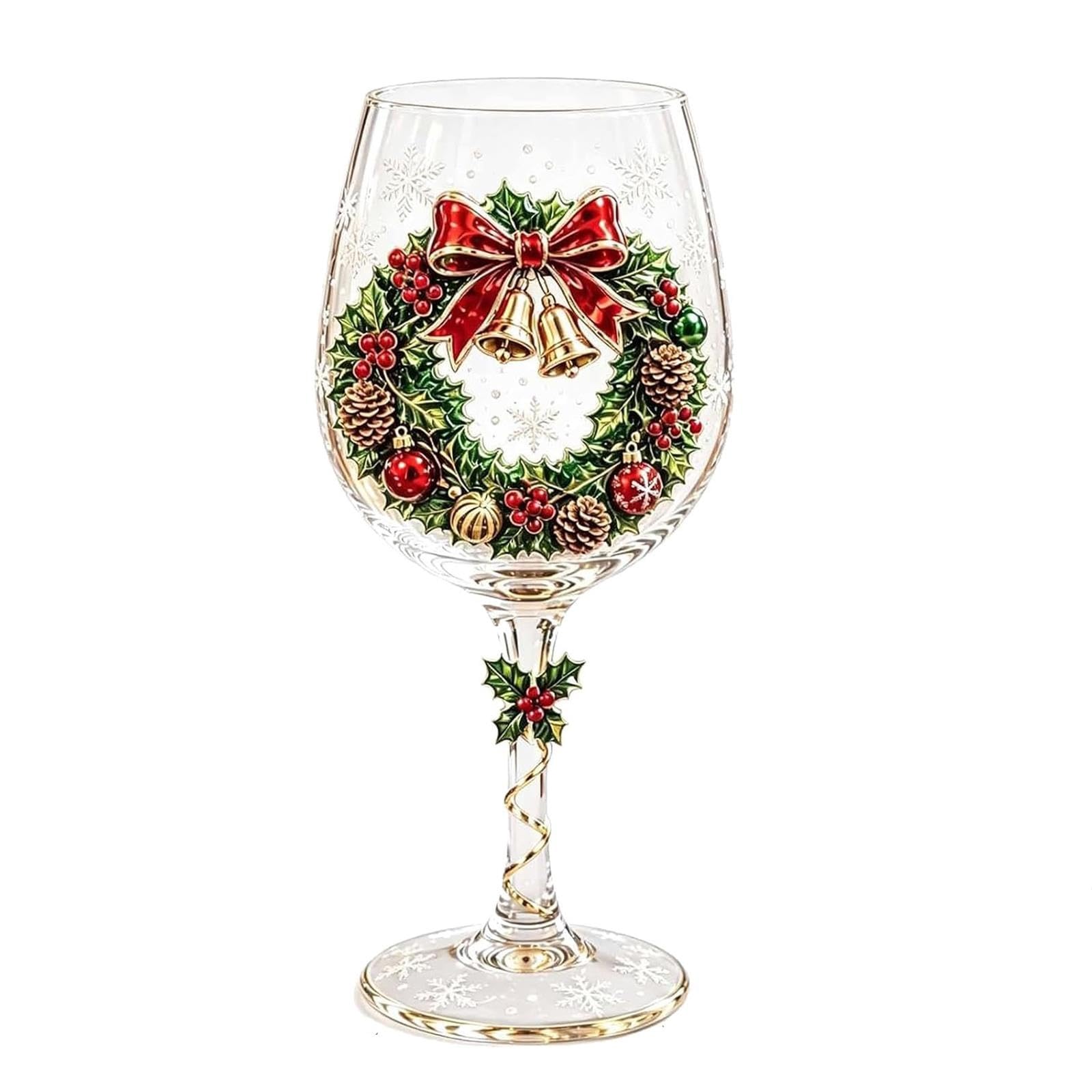 Coppa di Natale in Vetro con Babbo Natale 3D, Calice da Vino