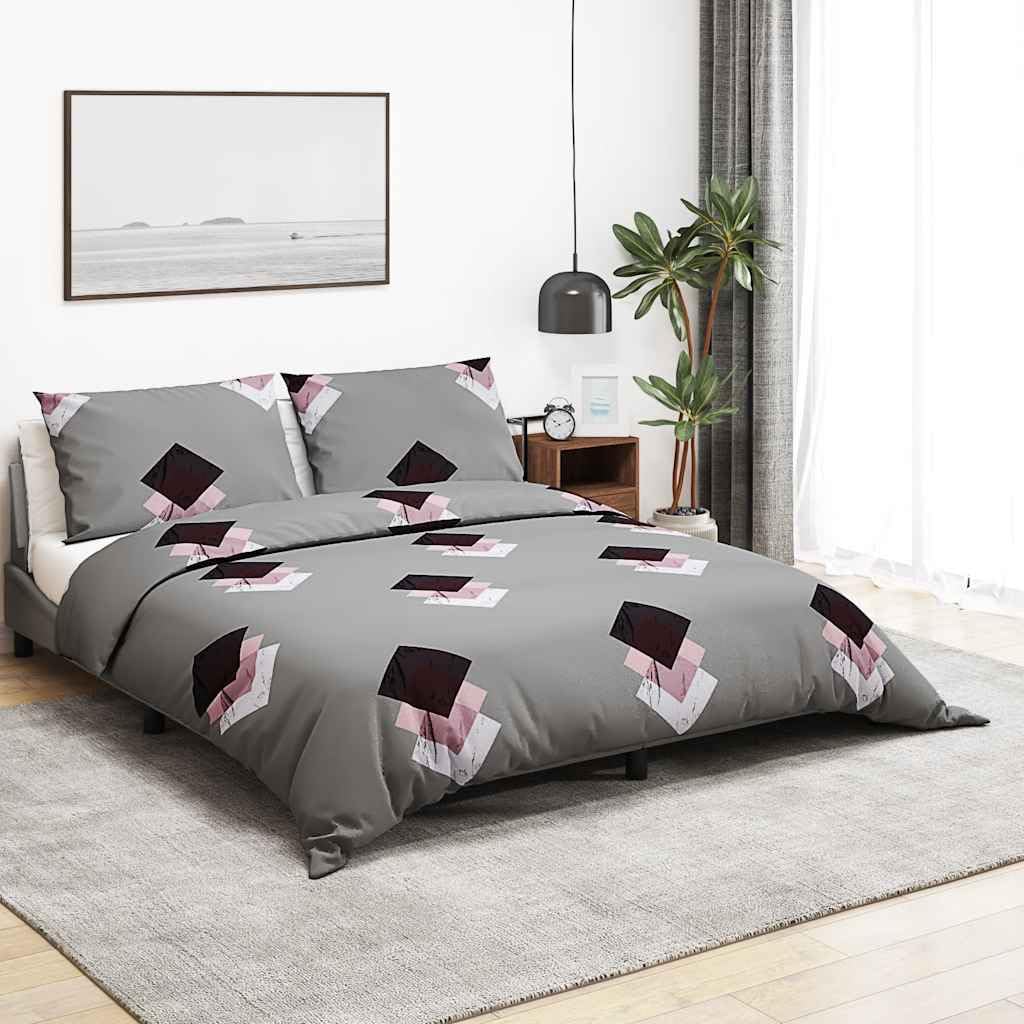 Parure de lit抗皱棉 140x200 cm housse de couette boutons dissimulés gris