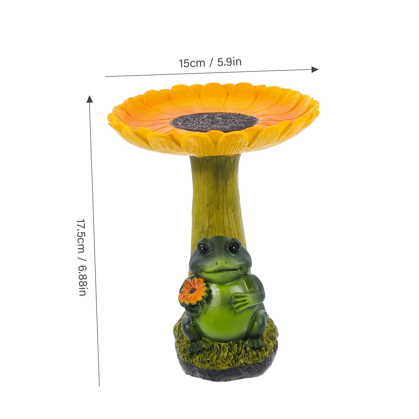 Comedero para Pájaros de Resina Diseño de Rana y Girasol para Jardín Exterior, Baño para Pájaros Decorativo, Resistente y Fácil de Limpiar, Accesorio de Jardín Funcional