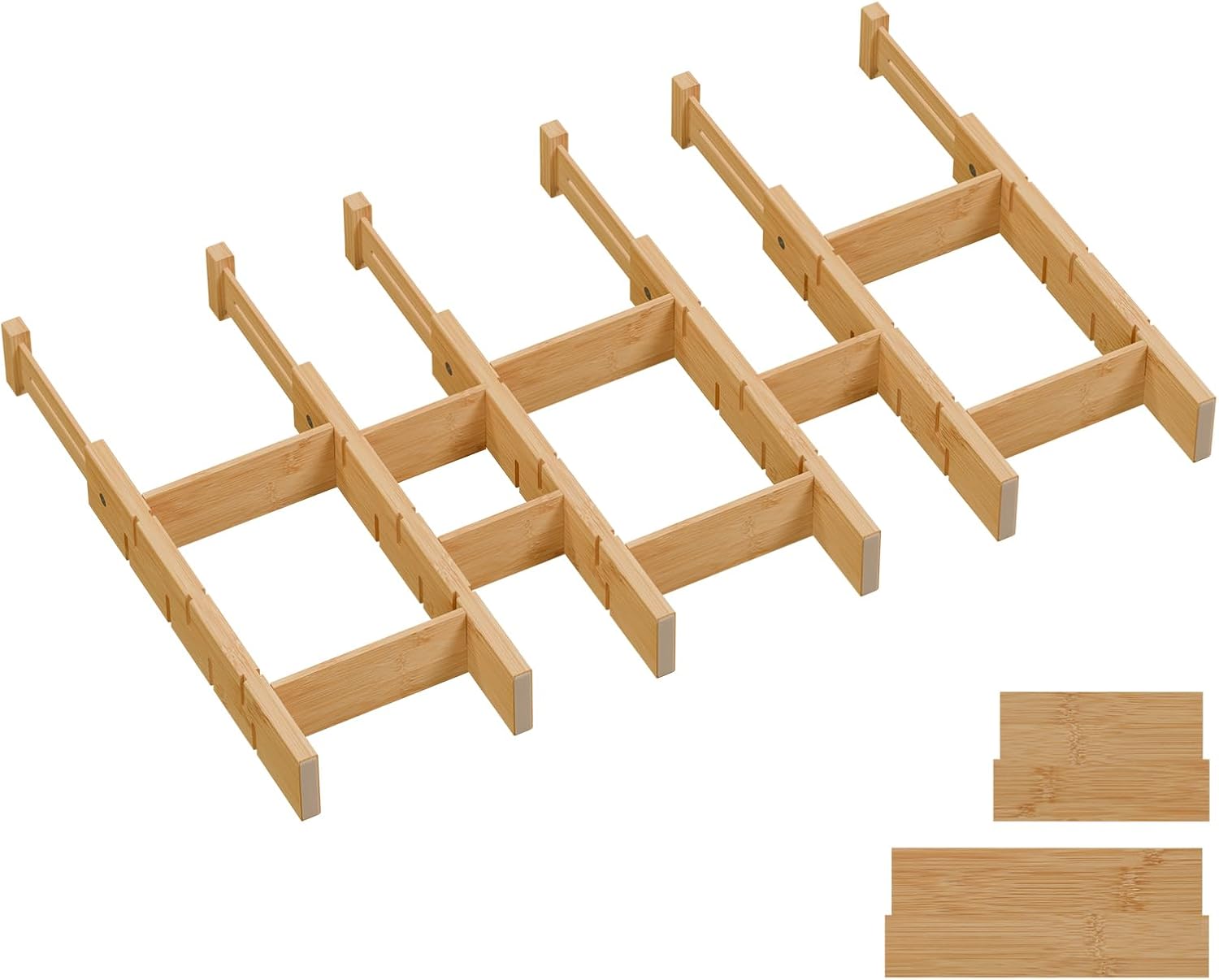 Bamboo Drawer Dividers, Expandable Kitchen Drawer Organizer