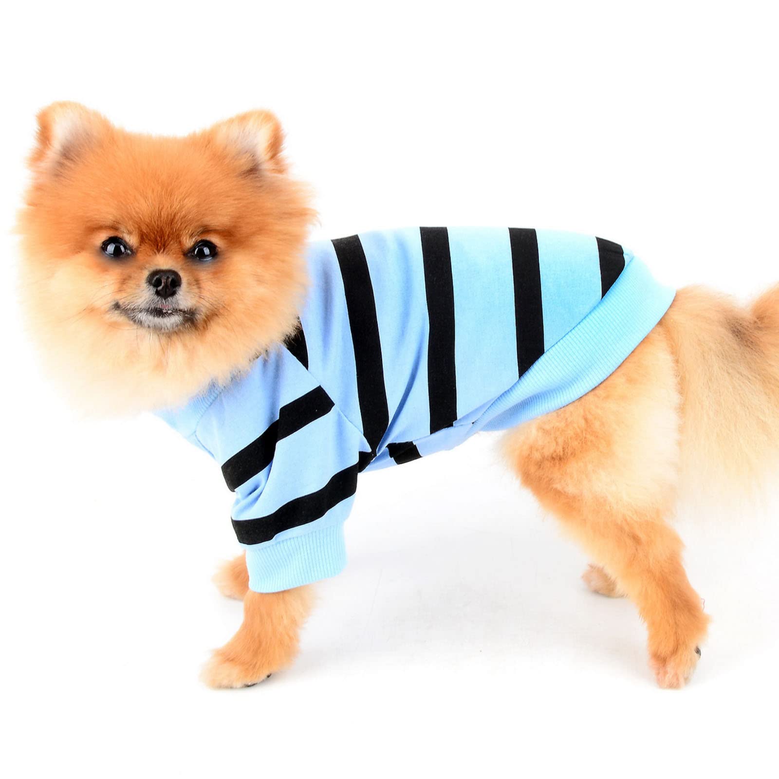 PAIDEFUL Chemises à Rayures pour Chiens de Petite Taille Chats Gilet avec Cœur Rouge t-Shirts pour Animal de Compagnie Débardeurs Respirants Chiot Chihuahua Yorkie Vêtements été Extérieur Bleu M