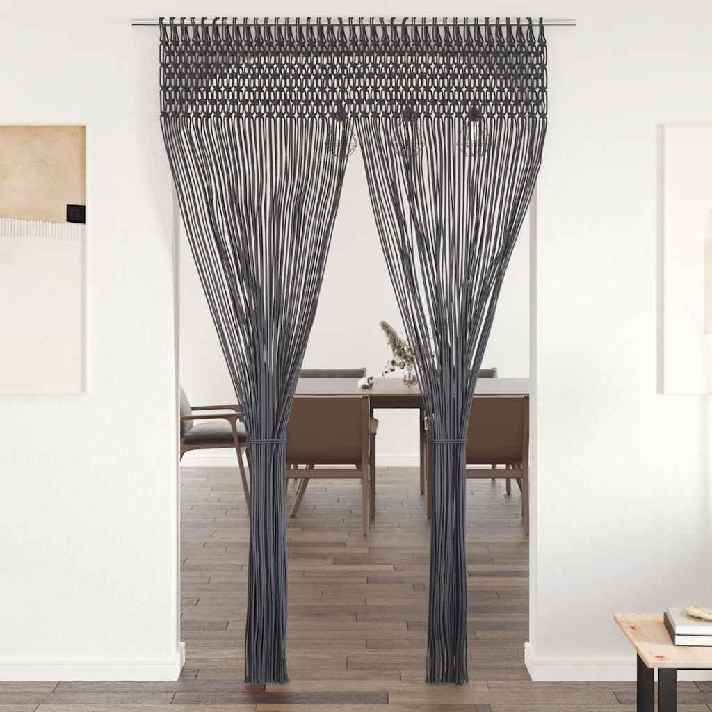 Rideau Macrame 140x240 cm Coton Anthracite