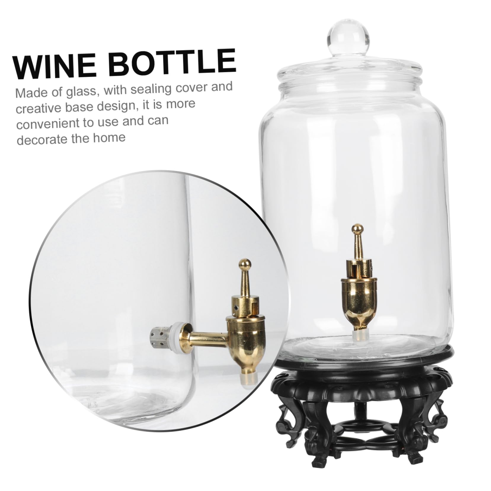 Mikinona Elegant Glass Wine Bottle Spout Beverage Holder for Sealed Drinks Wine Bucket Bottle