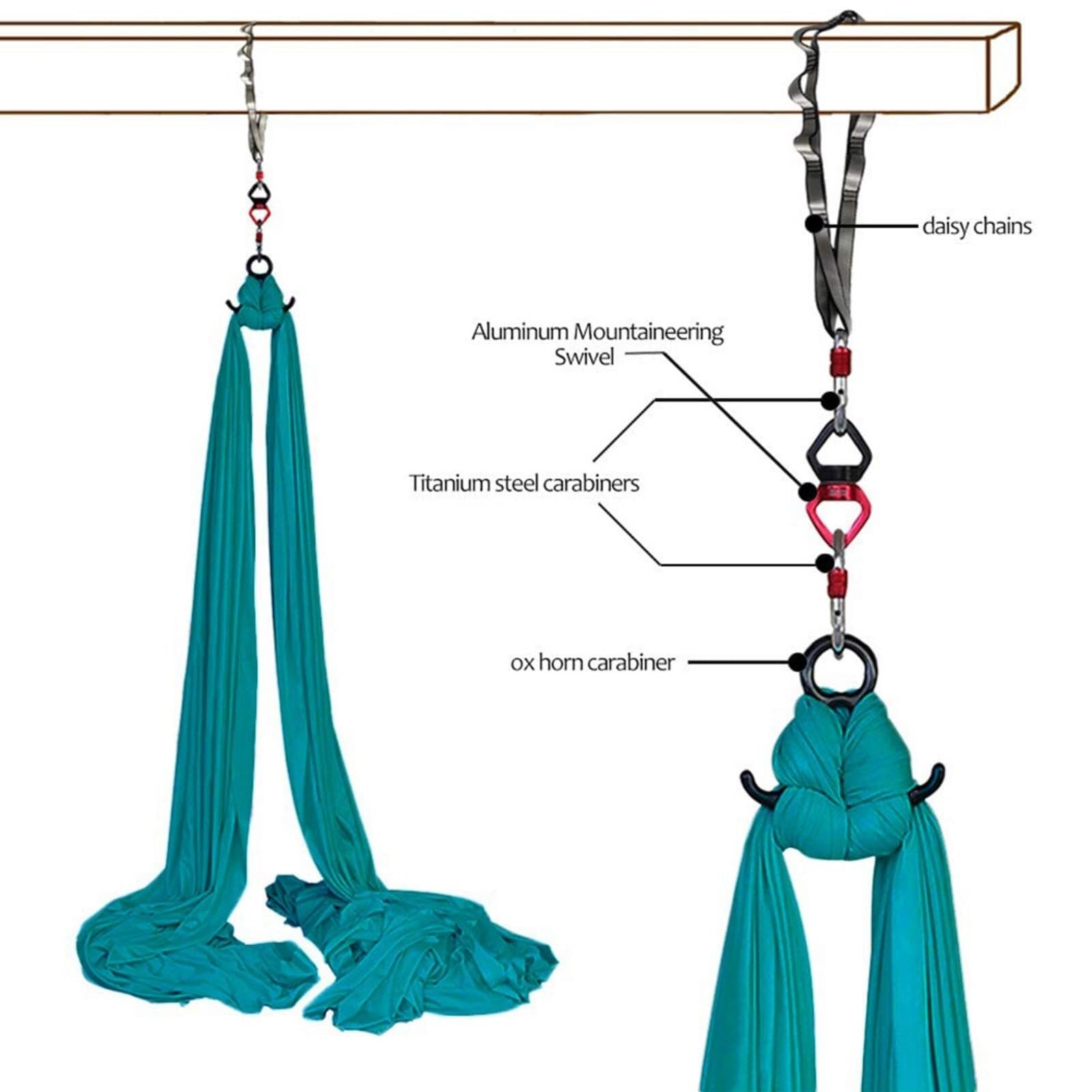 Aerial Yogatuch, Yoga-Schaukel, Yoga Vertikaltuch, Tragbar, für den Innen- und Außenbereich, Yogatücher für Erwachsene Kinder, inklusive Yoga-Hängematte, Farbe Grün, 8 m