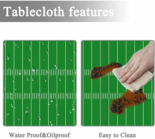 Miniatura 2 de Mantel redondo de campo de fútbol americano, mantel de césped verde para mesa de campo de fútbol para comedor y cocina, manteles redondos de 60