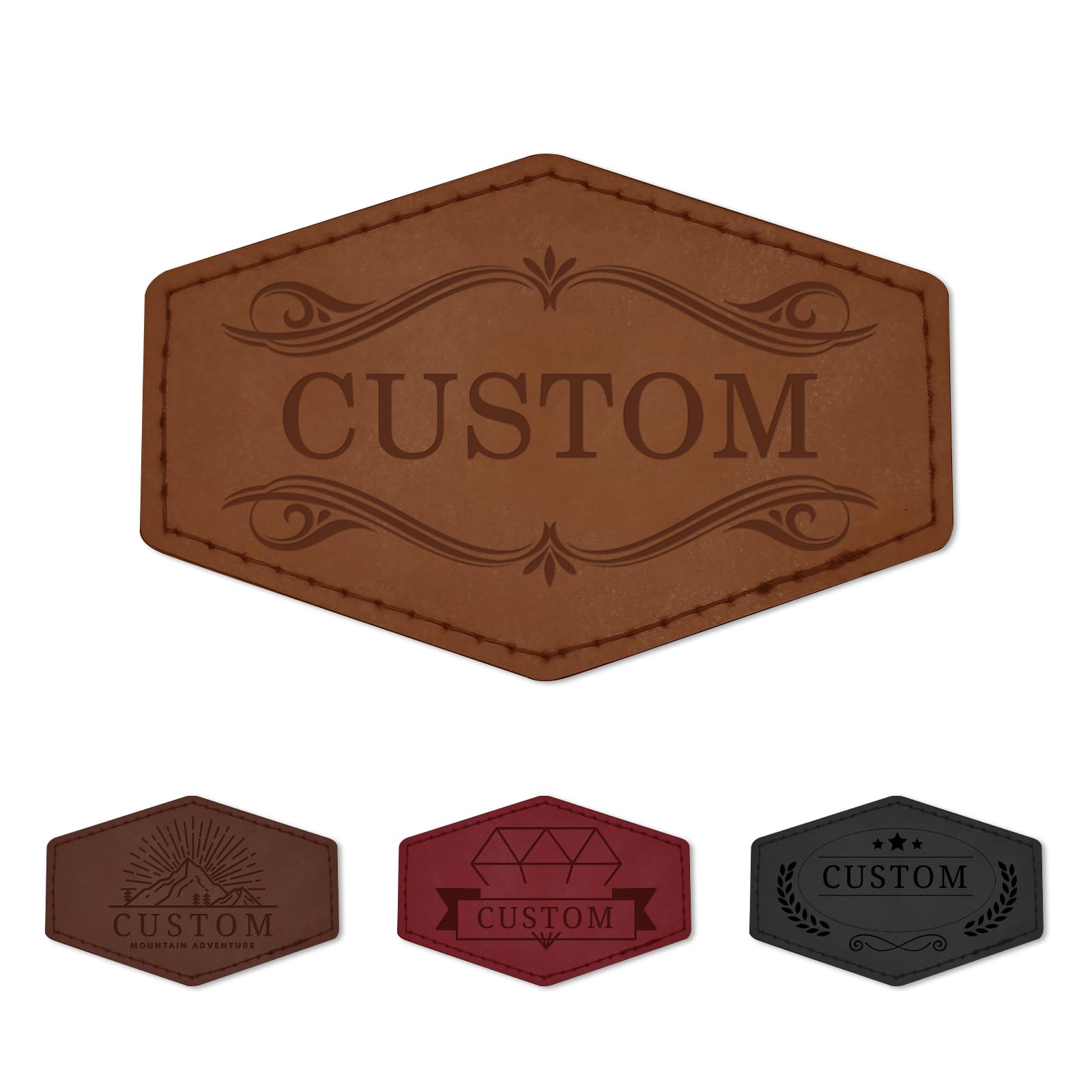 JCYIF Custom Leather Patches for Hats - Personalized Laser Engraved Leatherette Labels Iron-on, Hook & Loop - Unique Gift for Hats Bags Jackets
