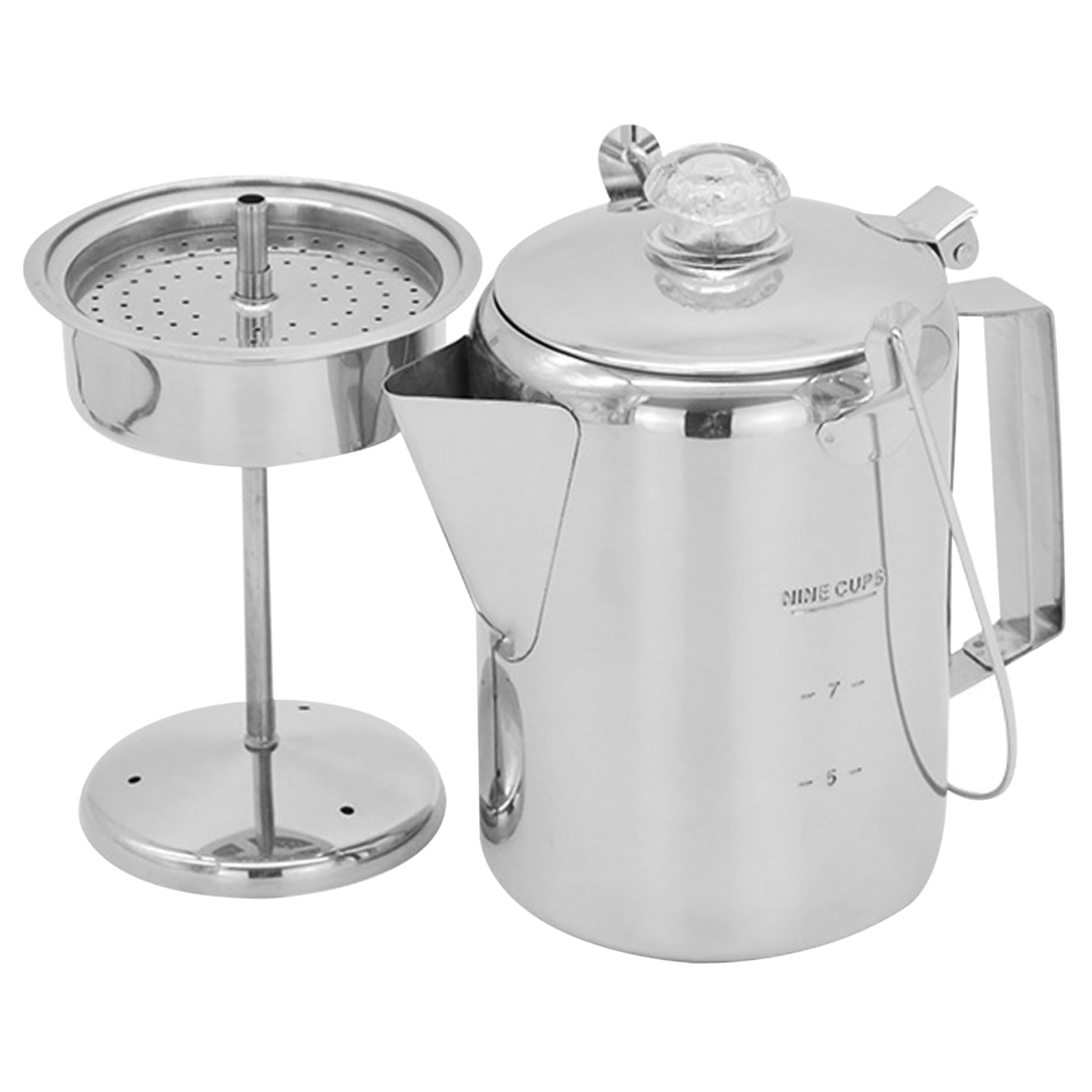 Cafetière portable de camping et percolateur inox pour les matins autour du feu de camp
