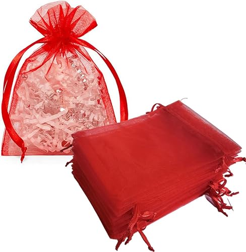 Vista 97 de 100 Pcs Gift Organza Bags 5x7 Inch Gold Drawstrings Sheer Fabric Pouch for Jewelry Baby Shower Christmas Party Favors Wedding Kids Men Teenage