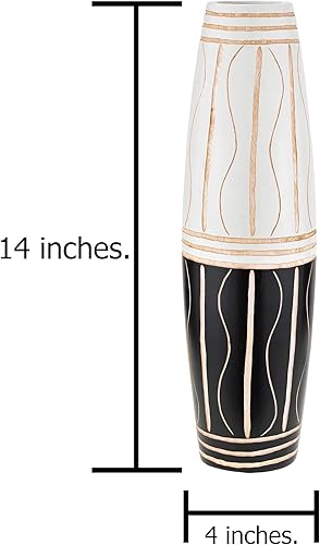 Miniatura 4 de Jarrón de madera de mango de dos tonos en blanco y negro de 14 pulgadas  Decoración moderna para el hogar  Cocina dormitorio sala de estar