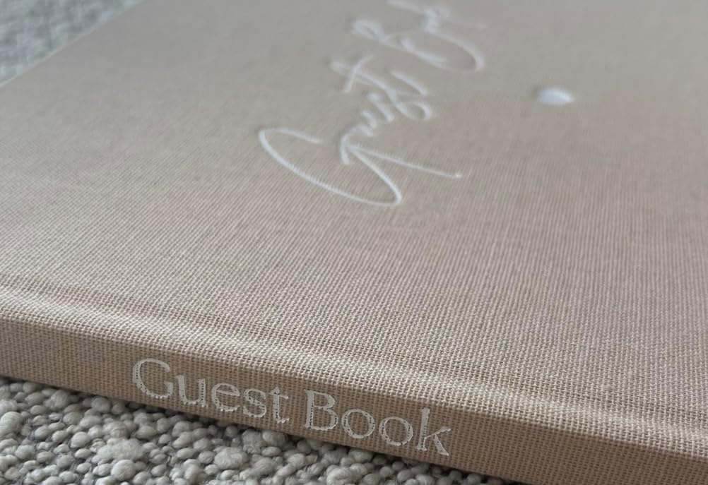 Guest Book - Linen, Wedding, Birthday, Bridal Shower, Special Events - (40 Pages (80 Front to Back), Beige)