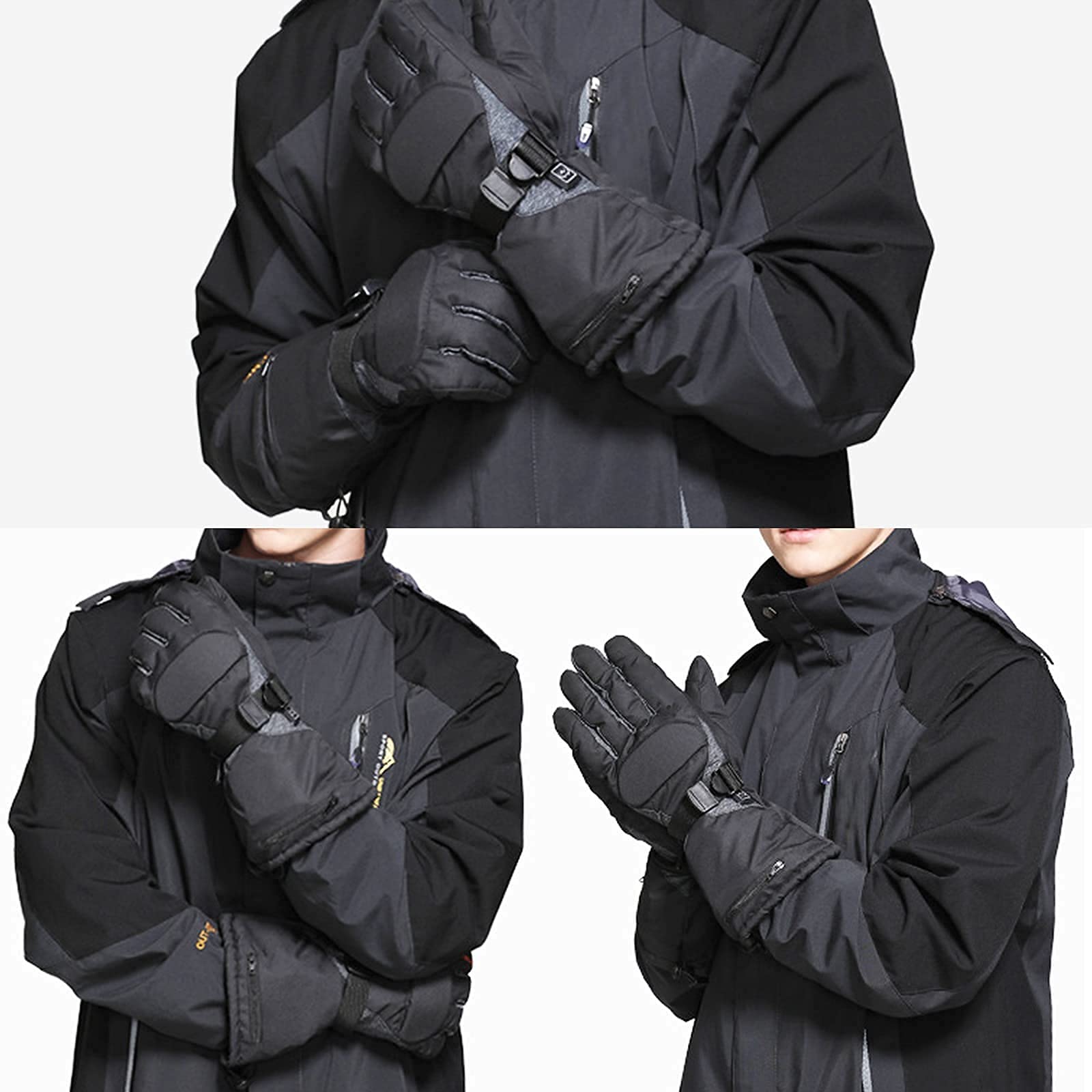 Senderismo Esquí Guantes calefactores Inteligentes, Guantes térmicos para Invierno al Aire Libre con Pilas, Calentadores de Manos Calientes 3 Niveles de Calentamiento, para Hombres