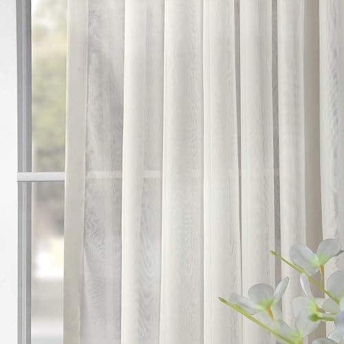 Miniatura 6 de HPD Half Price Drapes SHCH-VOL3-108-DLDW - Cortina transparente extra ancha de doble capa (1 panel), 100 x 108, color blanco roto