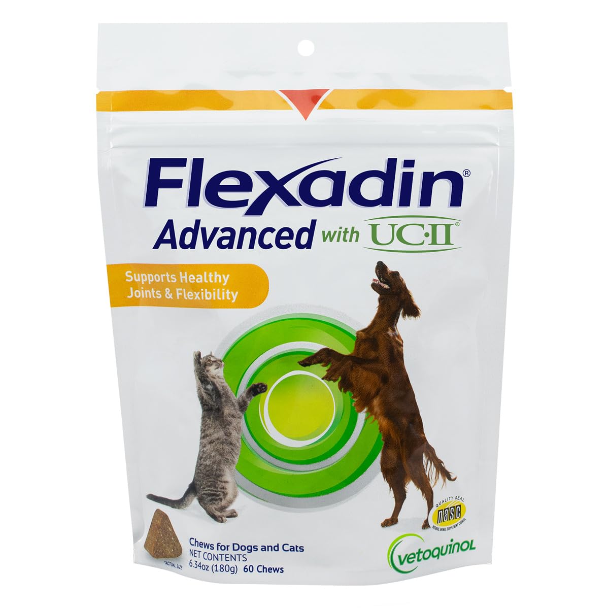 Vetoquinol Flexadin Advanced Dog Cat Joint Supplement Undenatured Collagen 60