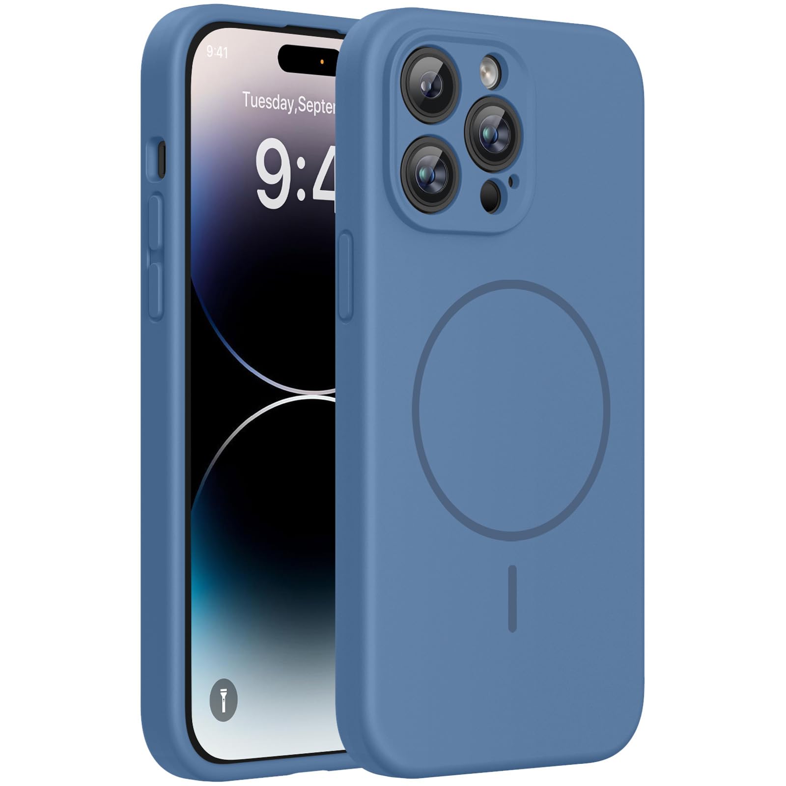 Miracase Magnetic for iPhone 14 Pro Max Case, Silicone, Glass Blue