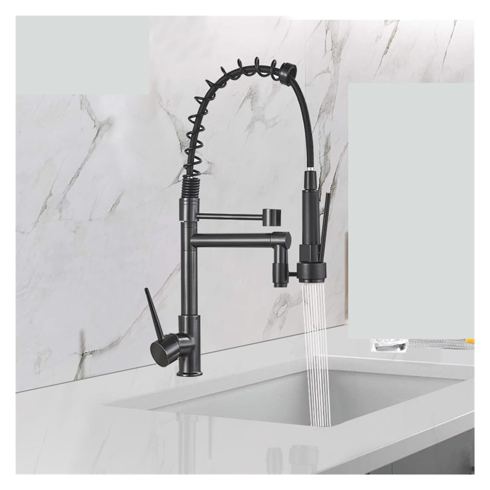 Mitigeur d'eau chaude et froide pivotant à 360 degrés avec ressort pour cuisine